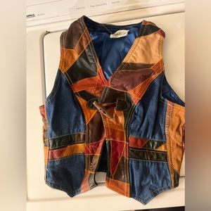 Vintage child’s leather and denim vest
